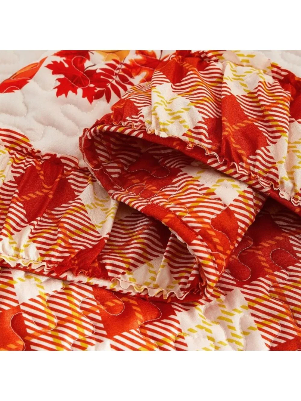 King Size Halloween Quilt Set - Reversible Orange Pumpkin Bedding for Fall Decor